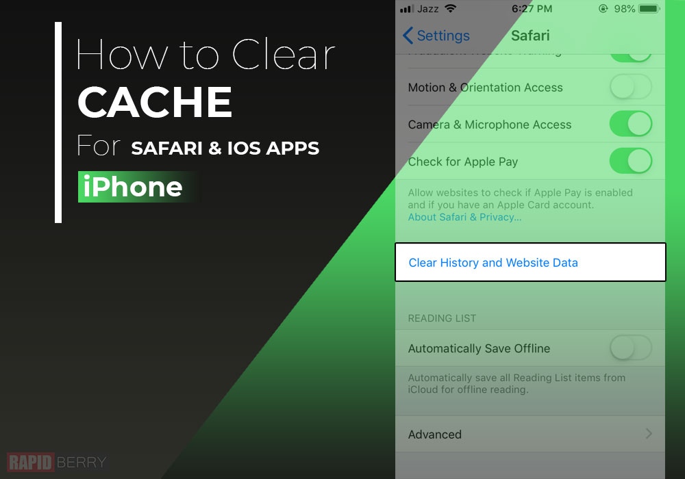 how to clear cache in iphone