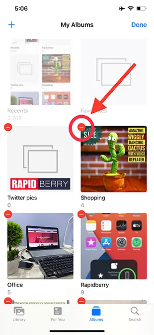 click on red circle